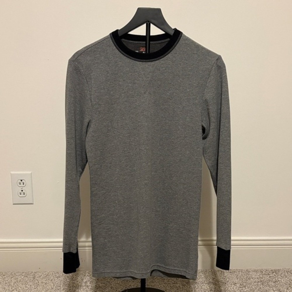 Hanes Men's Black and Gray Long Sleeve Thermal Shirt